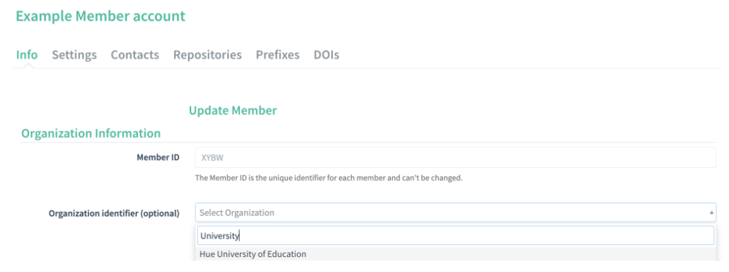 Organization Identifier field in Fabrica organization profile