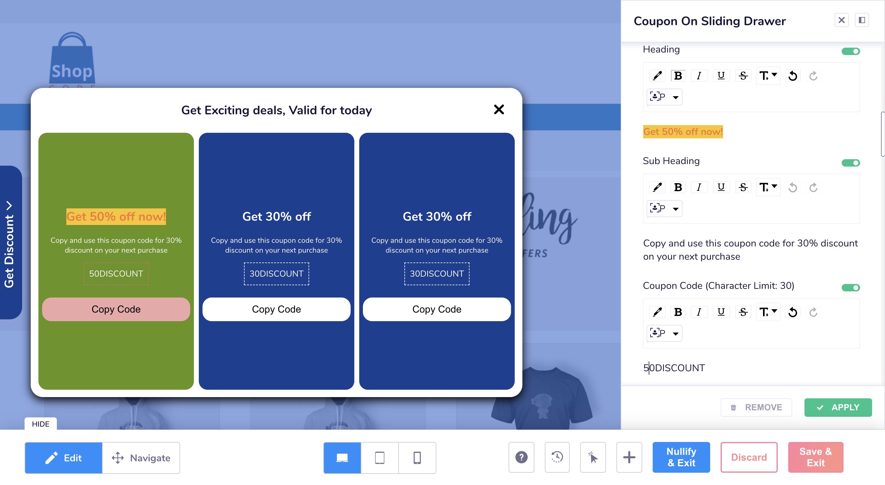 Coupon Content Setup