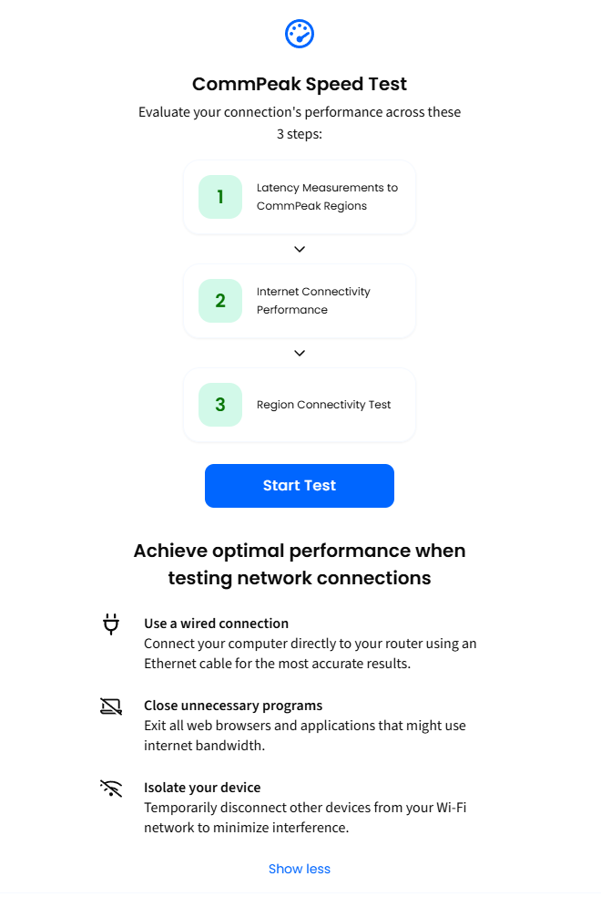 Screenshot of the Learn how to achieve optimal performance info window