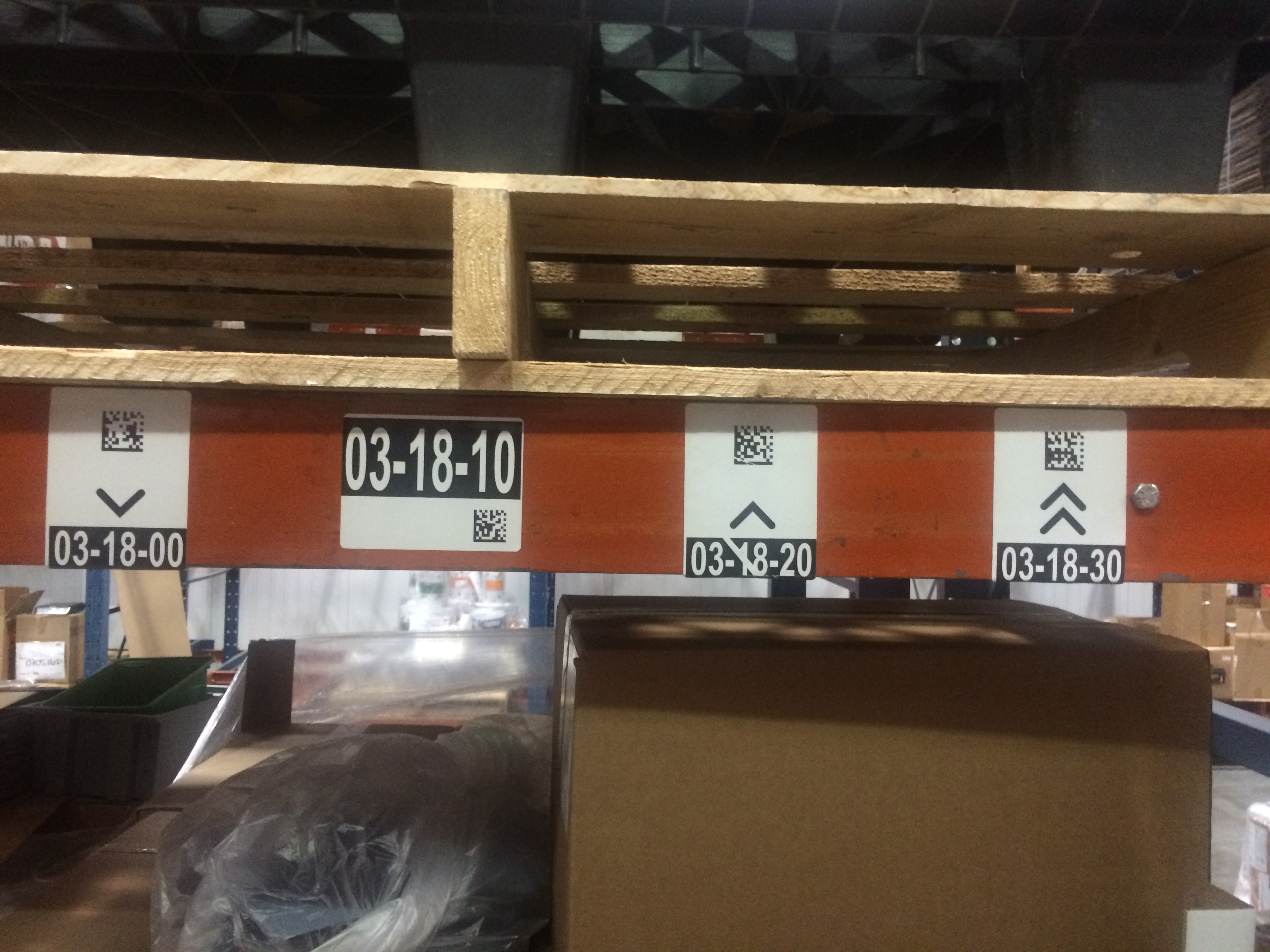 Example warehouse pallet bin location labels