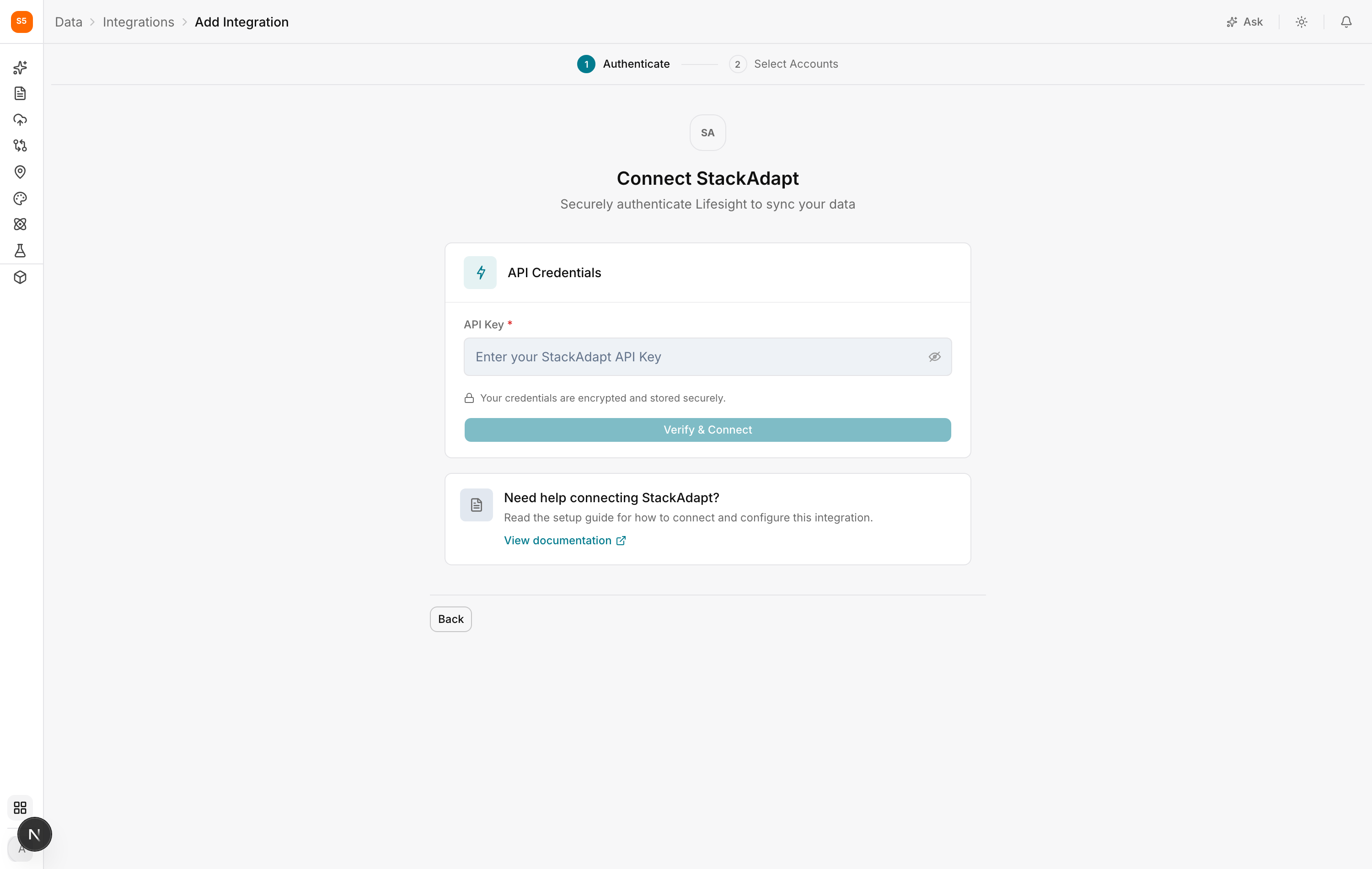 Entering the StackAdapt API key