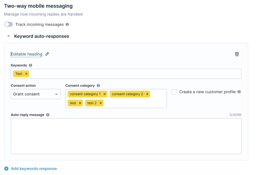 Set up two-way messaging.