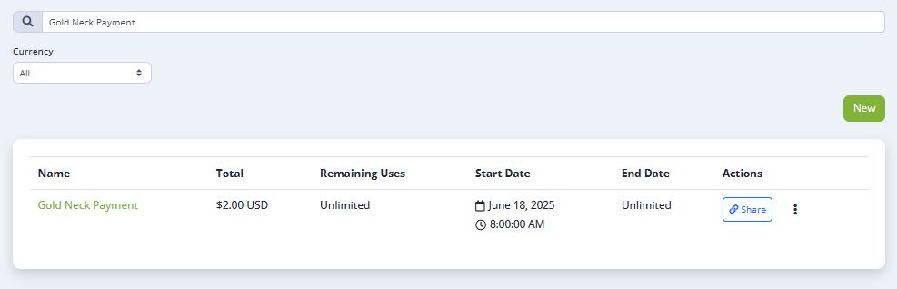 Image 2. Retrieving a Single Payment Link