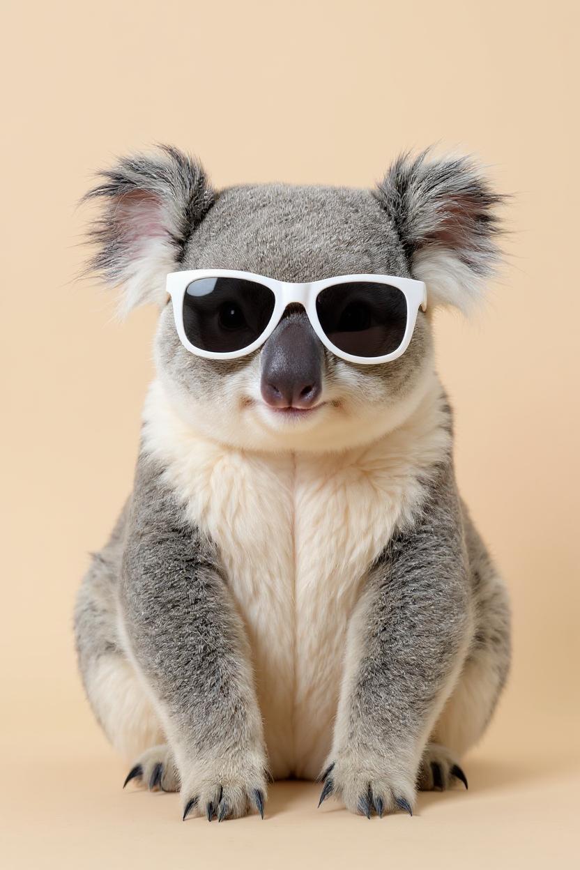FLUX.1 Kontext [pro] with the prompt "This koala is wearing a white sunglasses