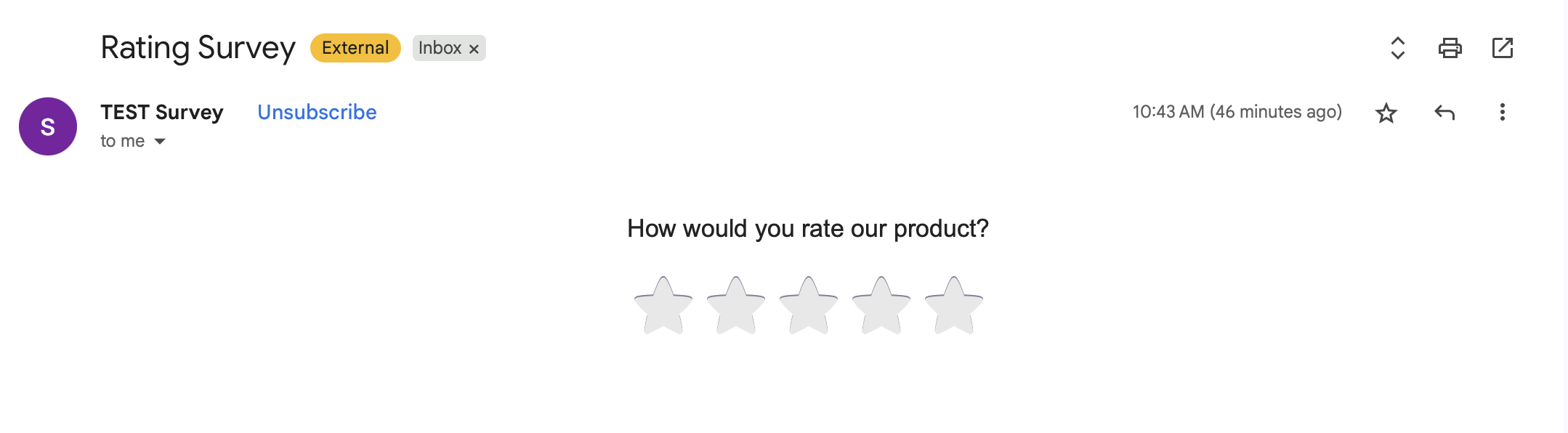 Preview of an email containing the first question of an Iterate survey