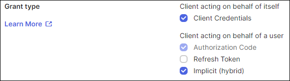 Selecting Grant type