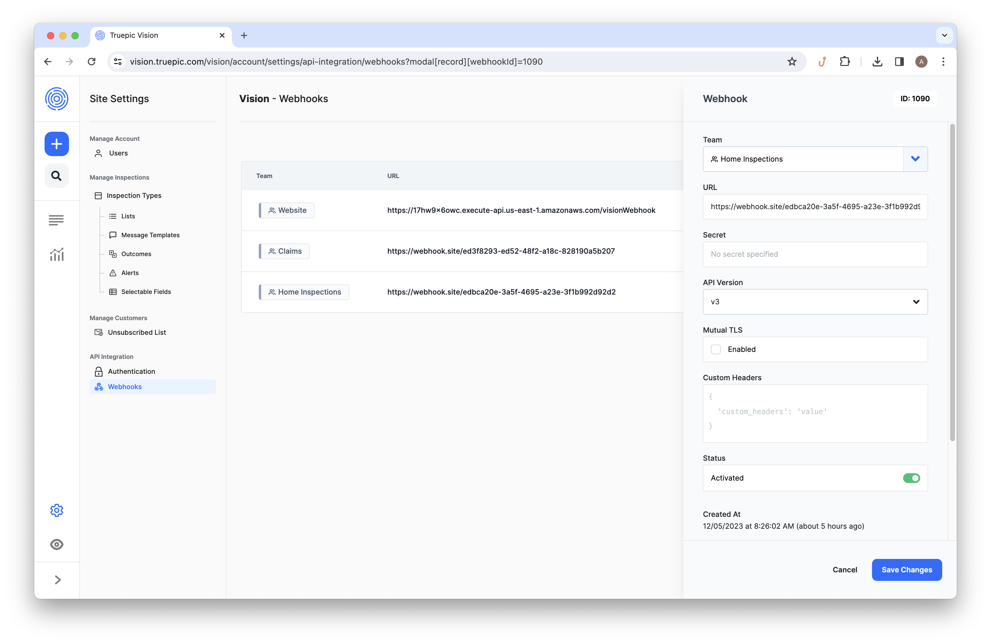 Vision Dashboard.