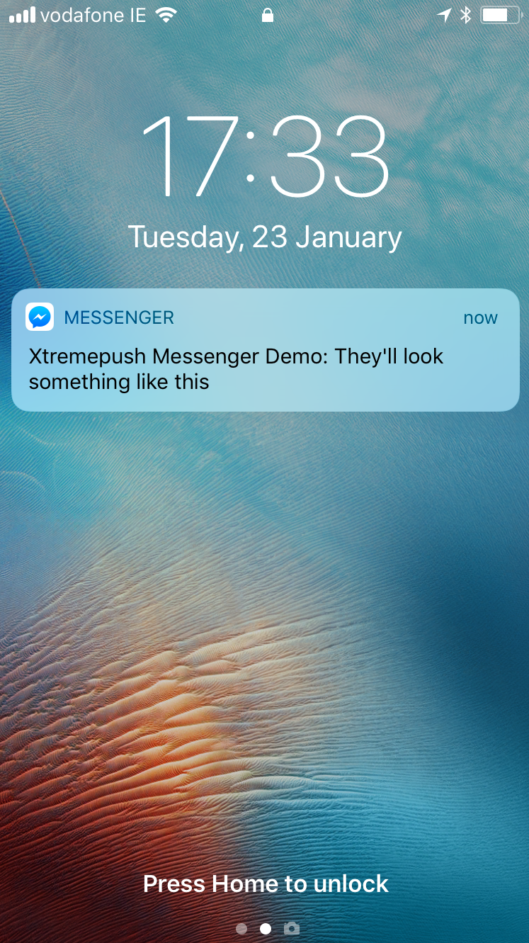 Simple text message view in iOS lock screen.