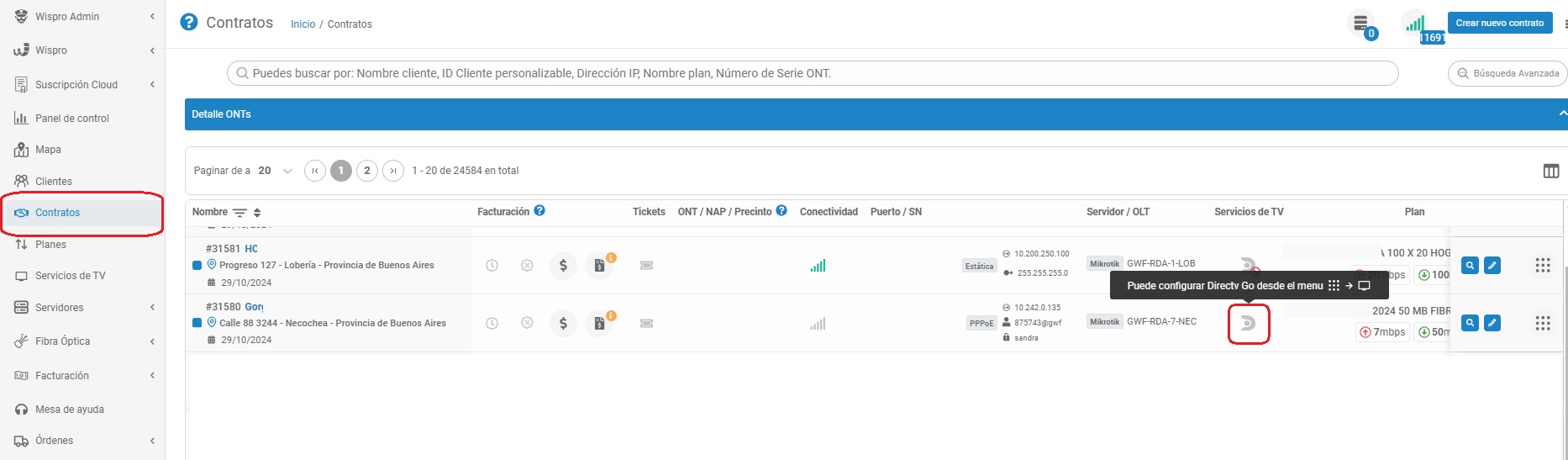 Configuración de DGO desde Contratos