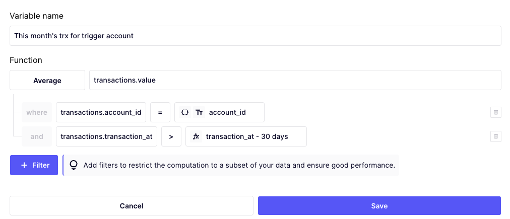 Possible improvement: filter by date and account_id