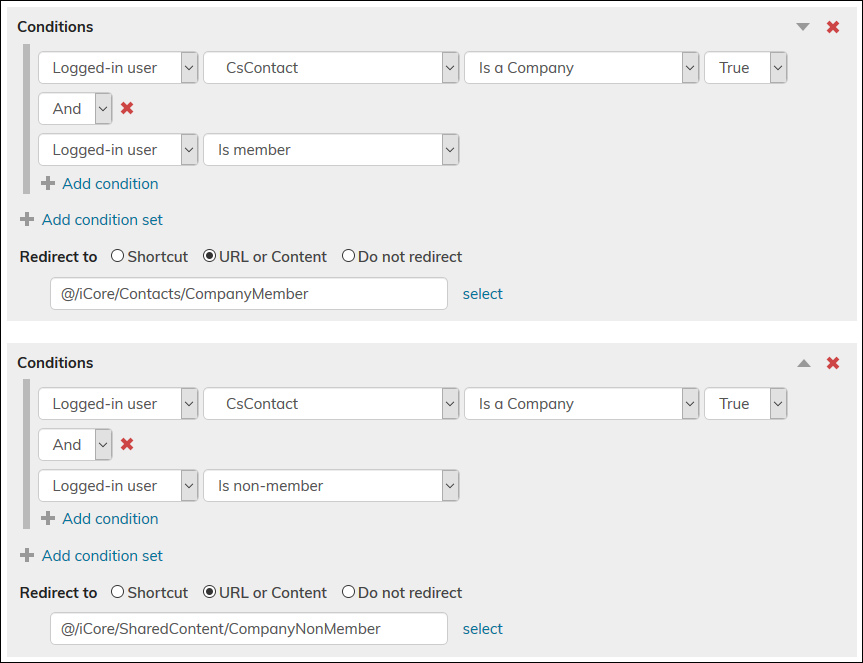 Redirecting a company based on whether the user is a member