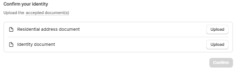 Click **Upload **next to **Residential business document**