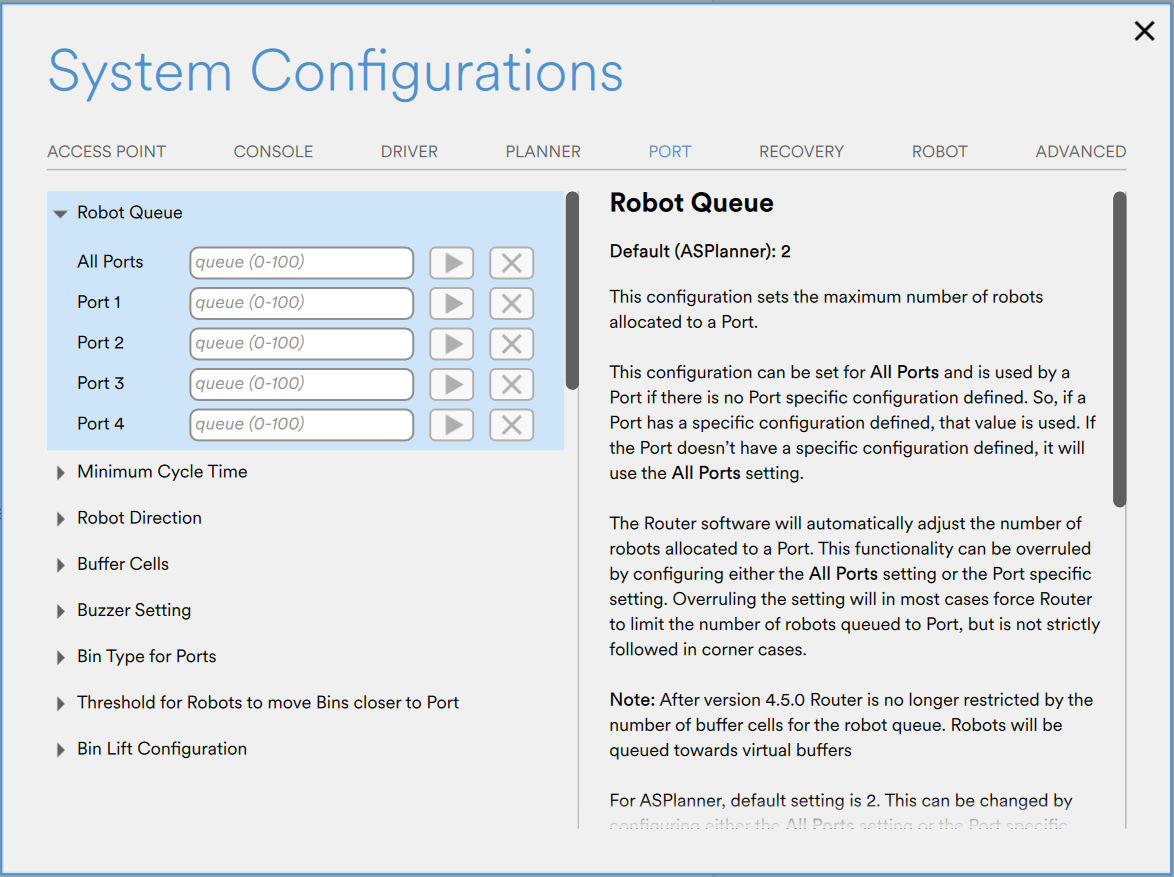 Settings in Console.