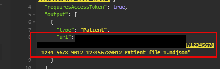 Copy "Content location" value highlighted above from ** Bulk Data Request API**response header to pass as input path param to **Member Job Status API**