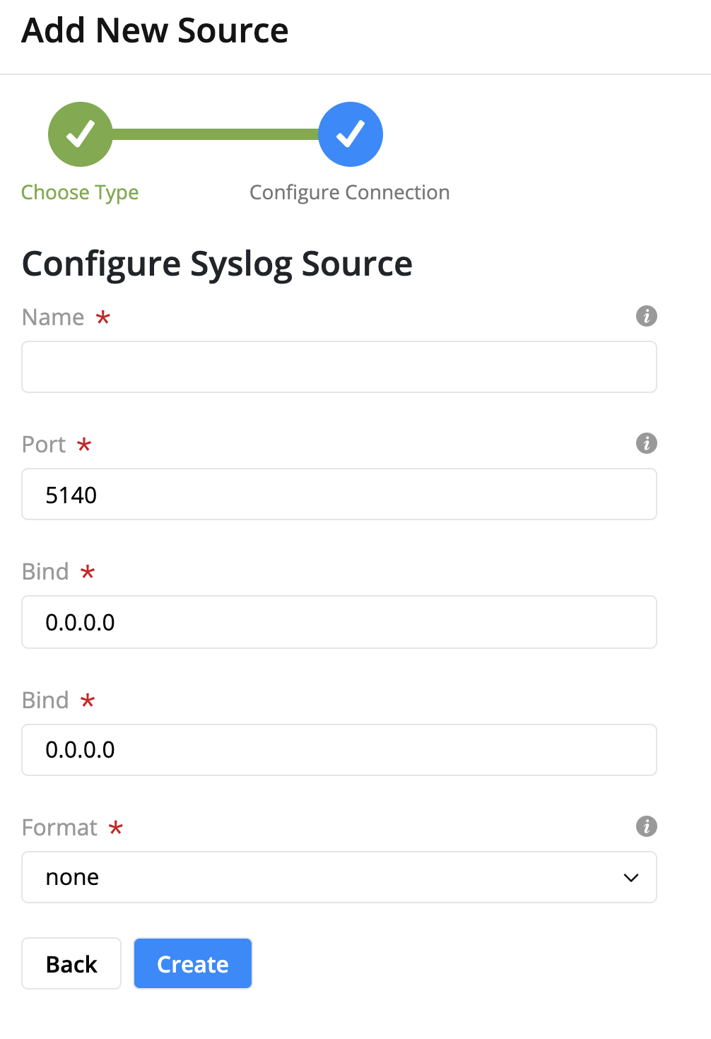 Syslog Configuration Form