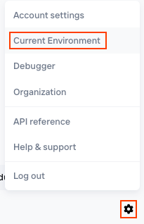 Current environment in user settings dropdown