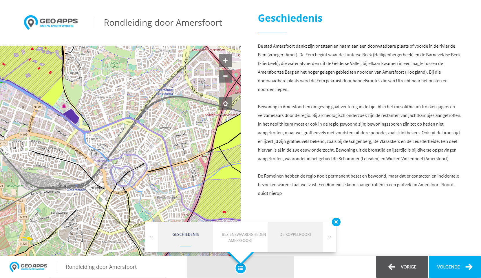 MapTour voor presentatie van kaarten, afbeeldingen en teksten