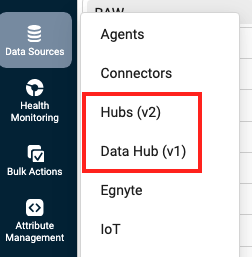 New Hub and Data Hub UI references