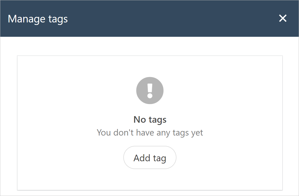 Manage tags panel