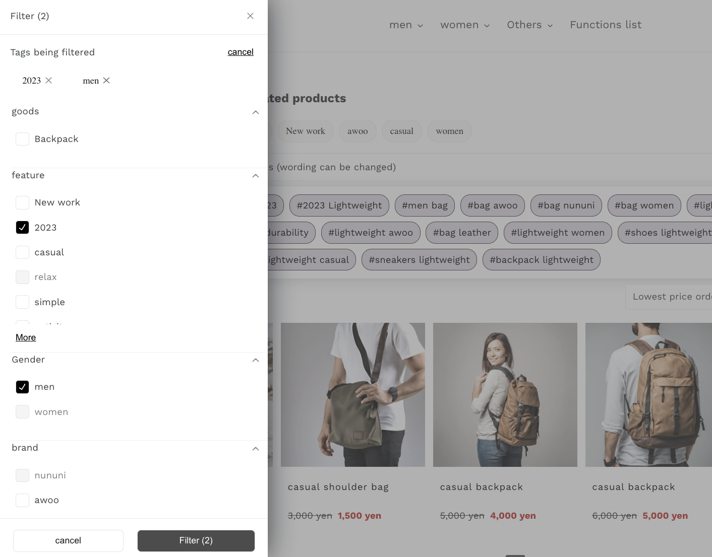 Tag filter powered by Page V2