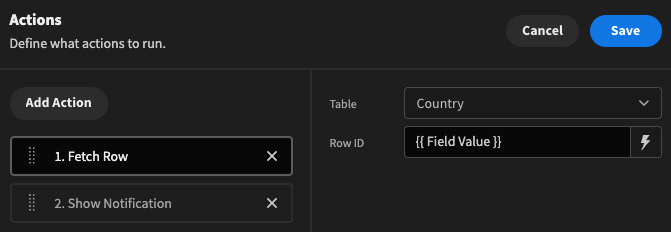 Fetching the selected row data