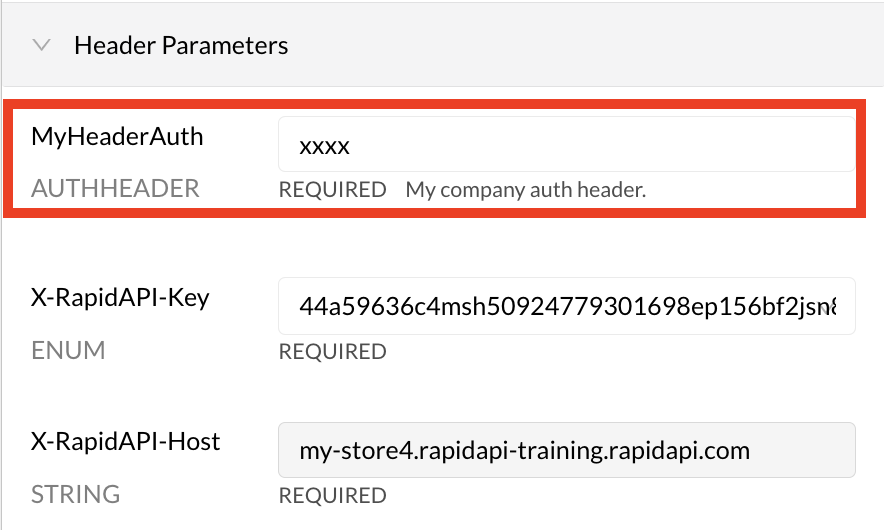 The API consumer's view of Header authentication.