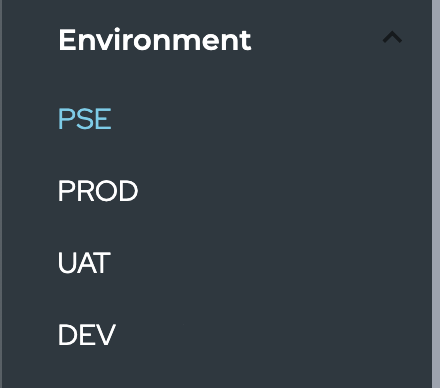 Select the environment to display.