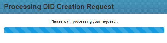 Screenshot of the Processing DID Creation Request modal