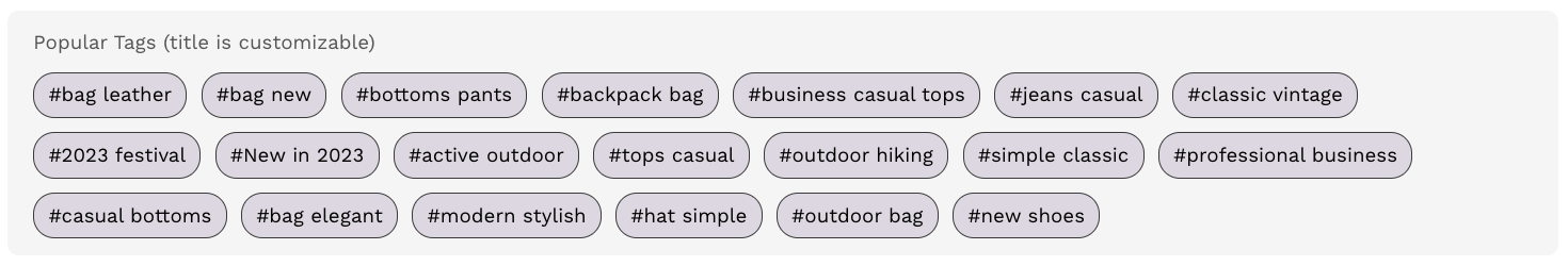 awoo Tags displayed on a homepage