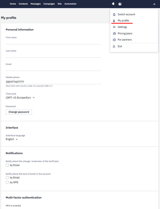 My profile