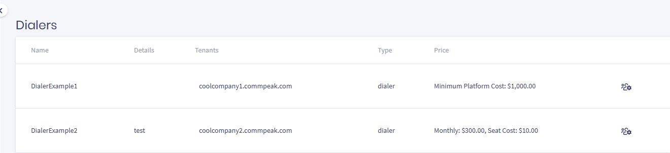 Screenshot of Dialer Instances page