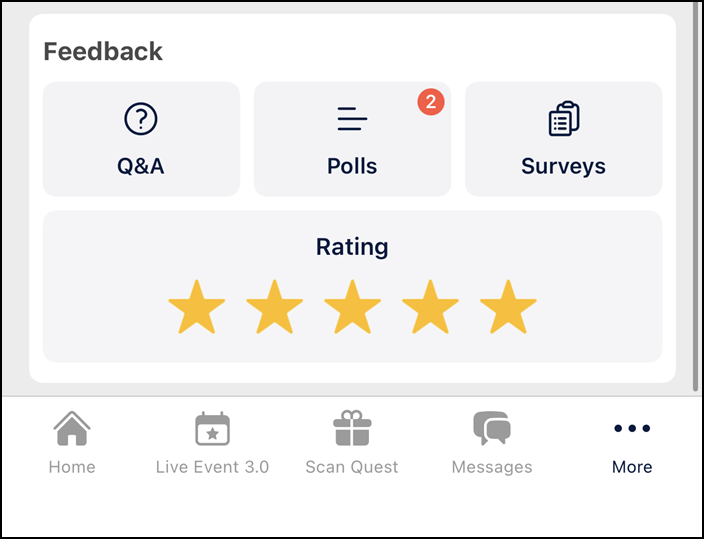 Feedback section in the mobile app.