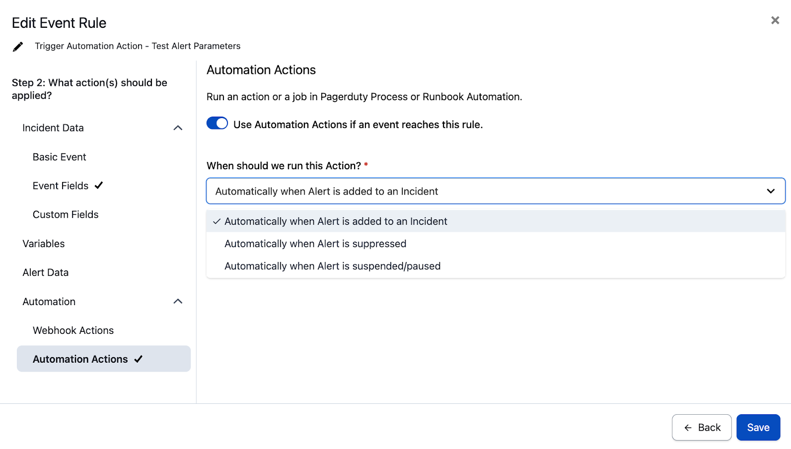 Automation Actions in Event Orchestration