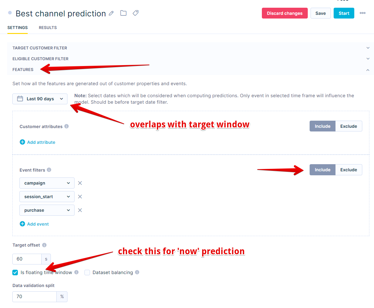 Custom prediction - multinomial classification features configuration