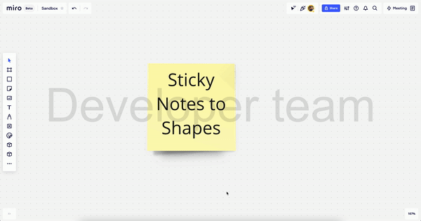 GIF of final Sticky Notes to Shapes app working
