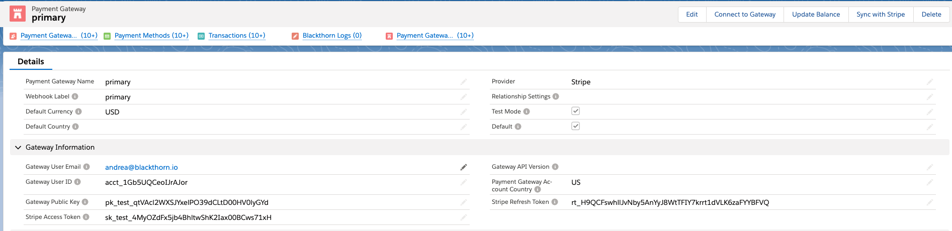 First Payment Gateway Record.png IMAGE 8: FIRST PAYMENT GATEWAY RECORD