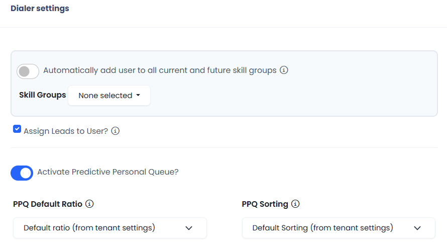 Screenshot of the skill groups and PPQ settings