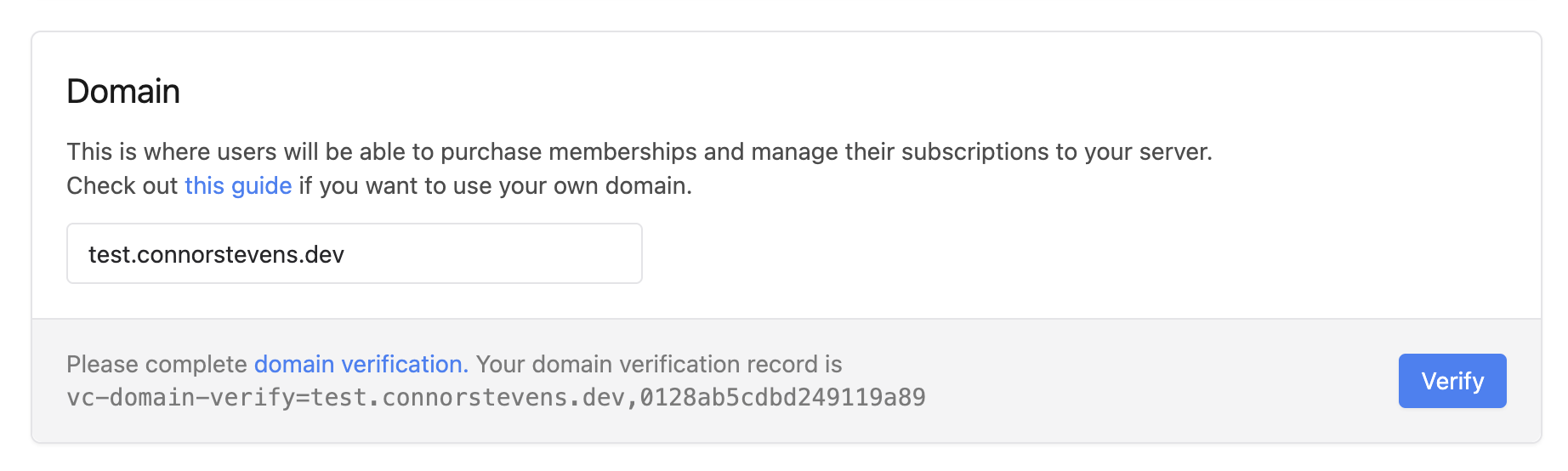 Domain Verification UI