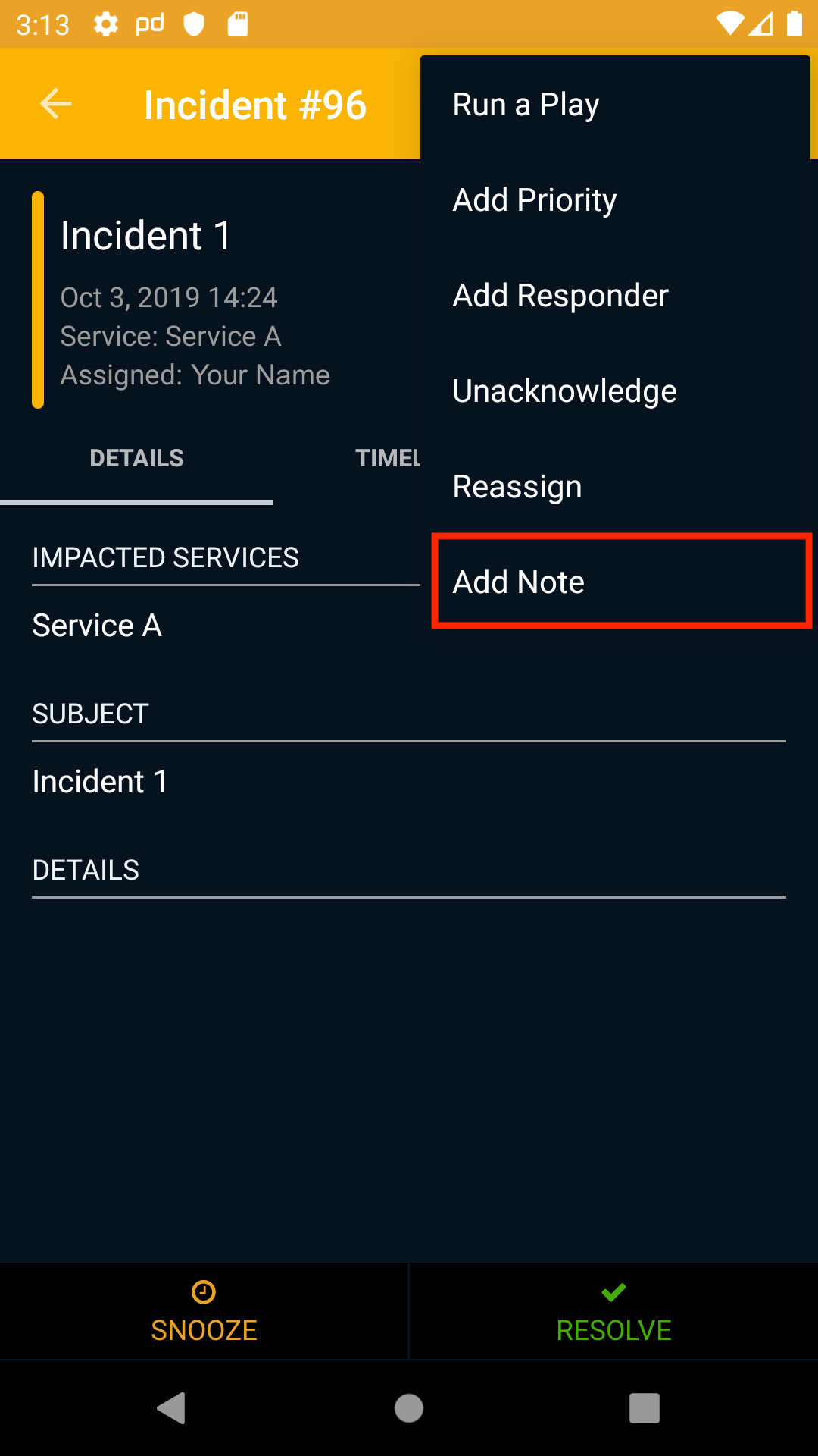 Add a note in the mobile app