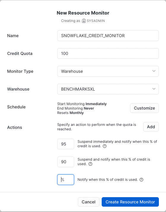 Setup Resource Monitor