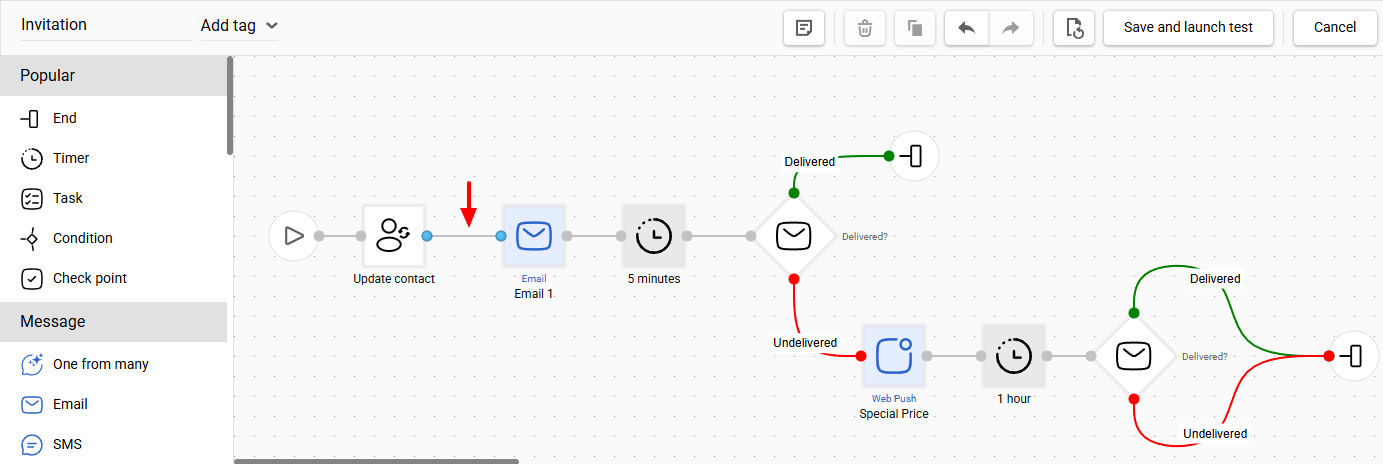 Deleting connection between blocks