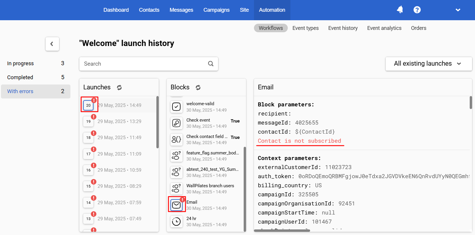 Launch Errors
