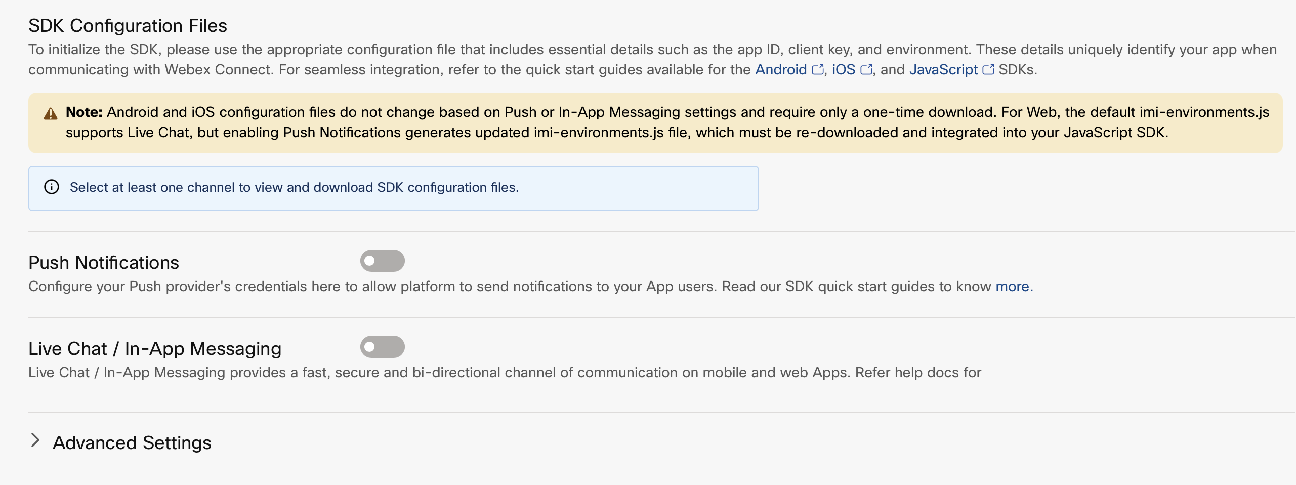 Screenshot of SDK Configuration Files