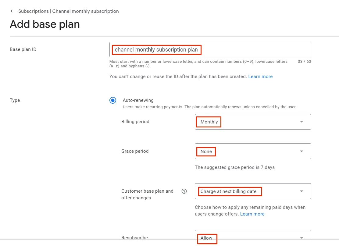 add base plan info