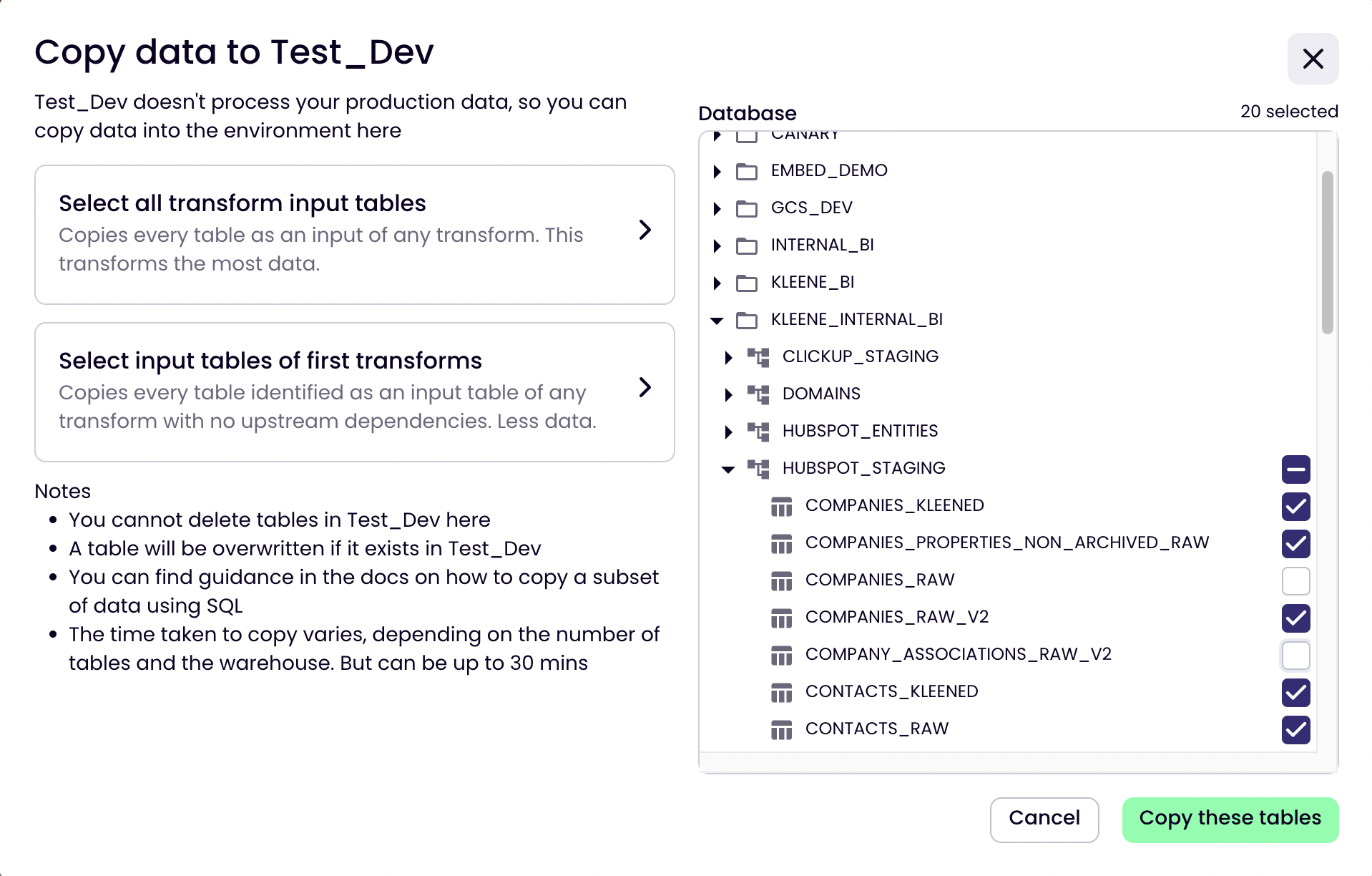 Copy data window