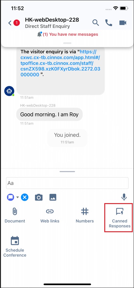 Press the option Canned Responses