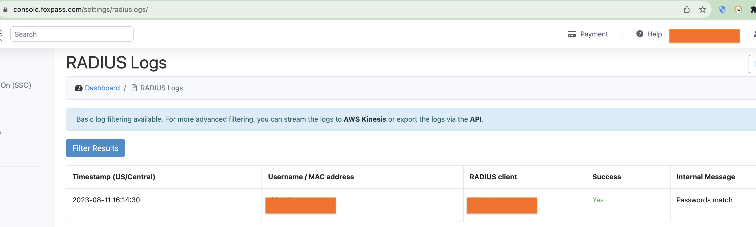 RADIUS logs 