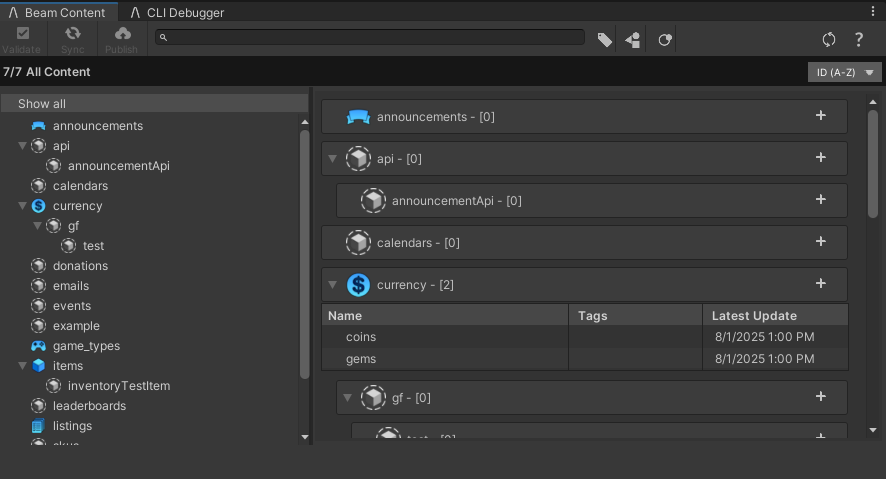 The Beamable Content Manager