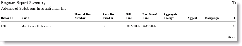 Desktop: Fundraising > Generate reports > Register Report
