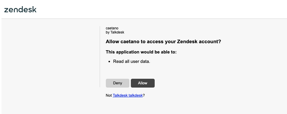 Figure 32 - Zendesk authorization screen